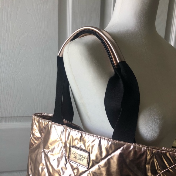 Victoria Secret Tote Bag Rose Gold Quilted Style - Picture 5 of 7
